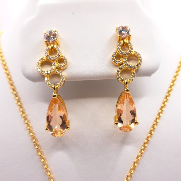 Hespera - Circadian Fantasy Earrings and Princess Grace Necklace - Morganite - Picture 2 of 4